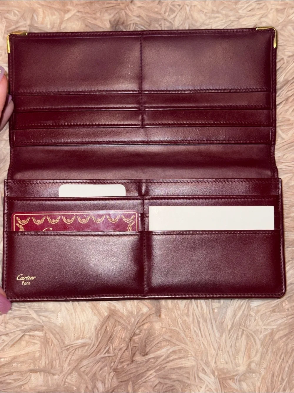 Vintage Must de Cartier Burgundy Leather Continental Wallet